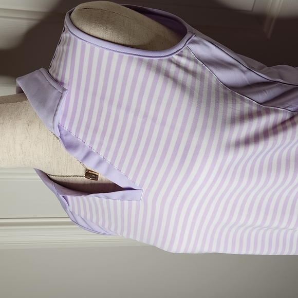 Monterey Club Sleeveless Lavender White Stripe Polo Size S NWT - Picture 3 of 16